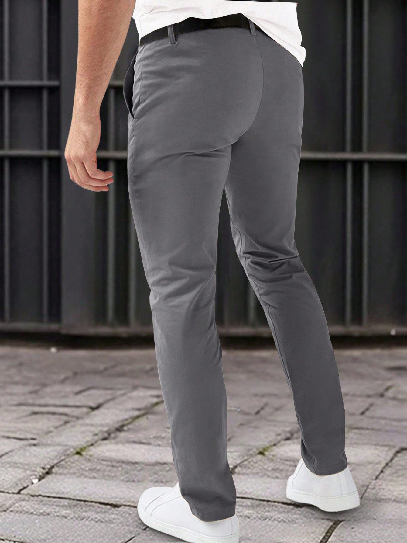 Men's Stretchy Slim Fit Gray Dress Trousers