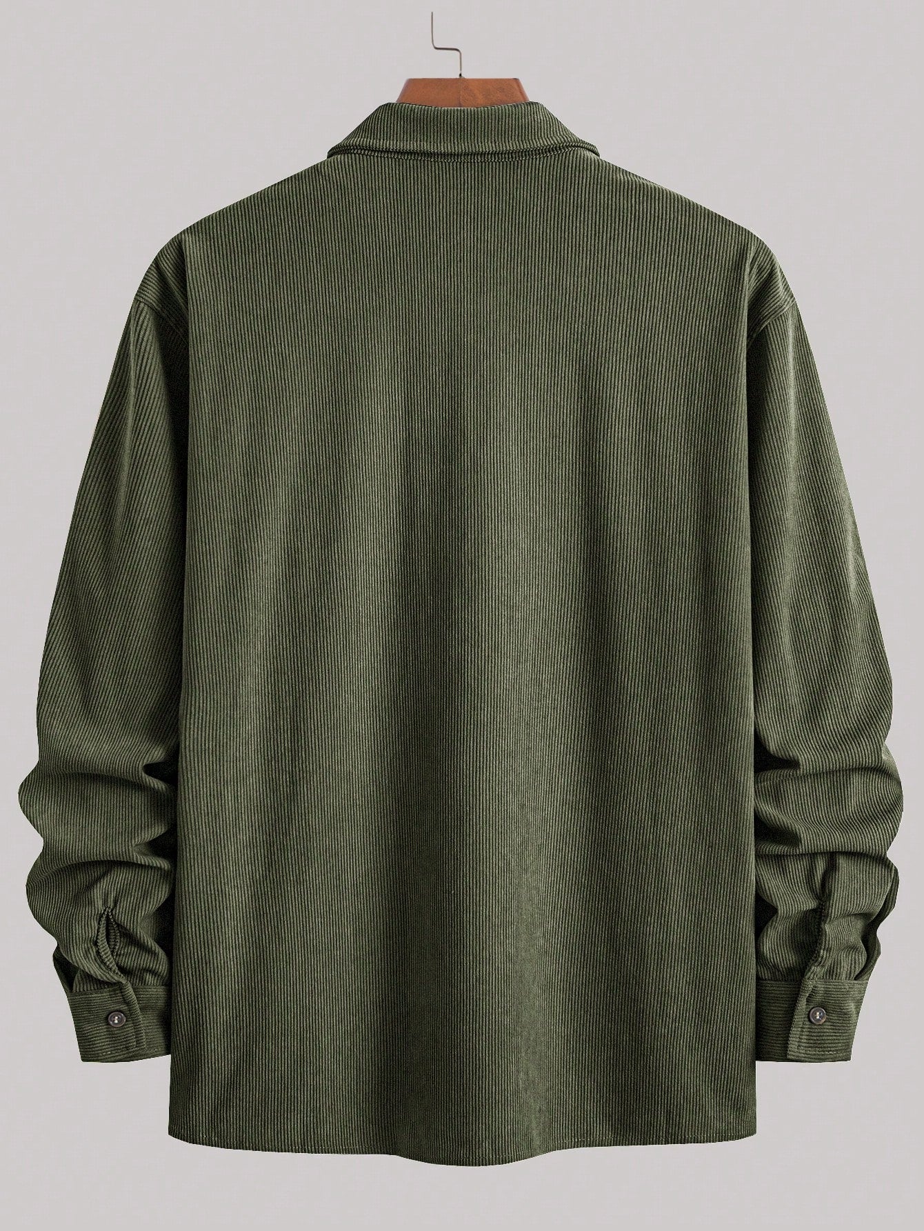 Popular Corduroy Material Men'S Casual Shacket, Turn-Down Collar Button Long Sleeve Cardigan with Double Pockets, Suitable for Everyday Casual, Commuting, Street Fashion, Spring & Autumn
