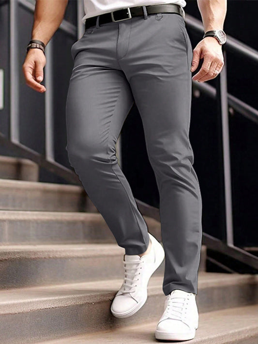 Men's Stretchy Slim Fit Gray Dress Trousers